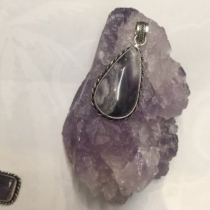 Amethyst necklace stone new purple